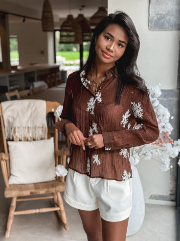 Chemise à motifs Zahya - Chocolat