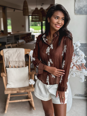 Chemise à motifs Zahya - Chocolat