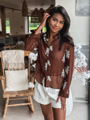 Chemise à motifs Zahya - Chocolat