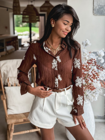 Chemise à motifs Zahya - Chocolat