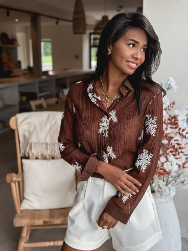 Chemise à motifs Zahya - Chocolat