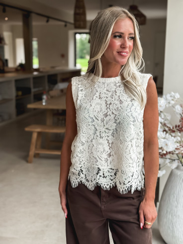 Blouse en dentelle Nellya - Ecru