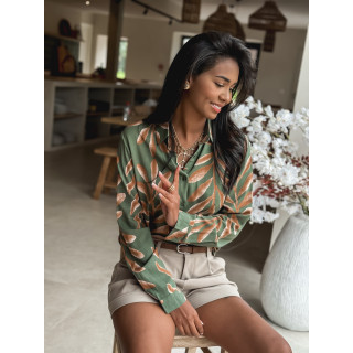 Chemise à motifs Naé - Kaki/Camel