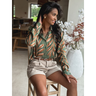 Chemise à motifs Naé - Kaki/Camel