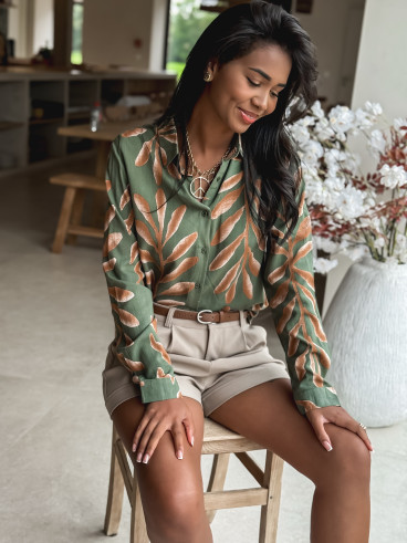 Chemise à motifs Naé - Kaki/Camel
