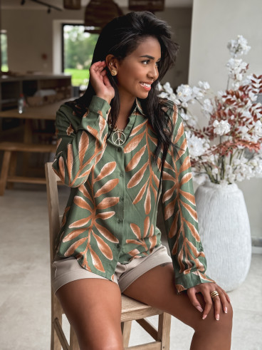 Chemise à motifs Naé - Kaki/Camel