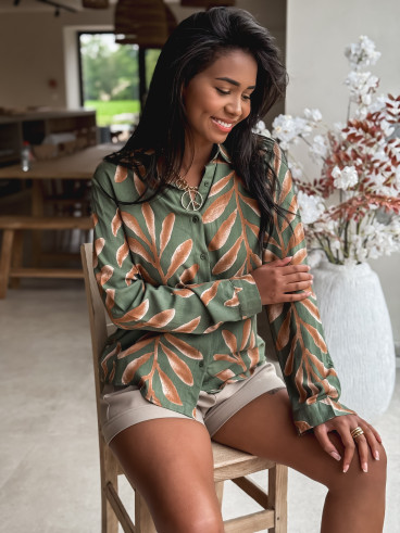 Chemise à motifs Naé - Kaki/Camel