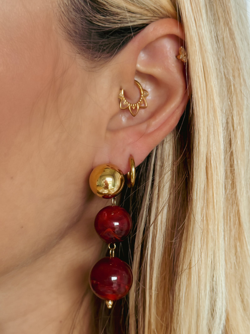Boucles d'oreilles Java - Doré/Bordeaux