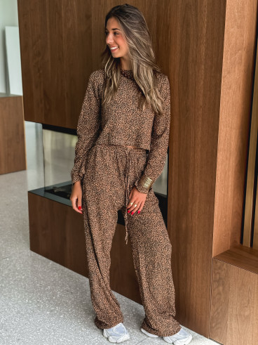 Blouse léopard Salomé - Camel/Noir