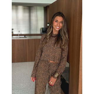 Blouse léopard Salomé - Camel/Noir