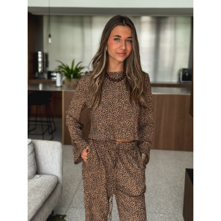 Blouse léopard Salomé - Camel/Noir