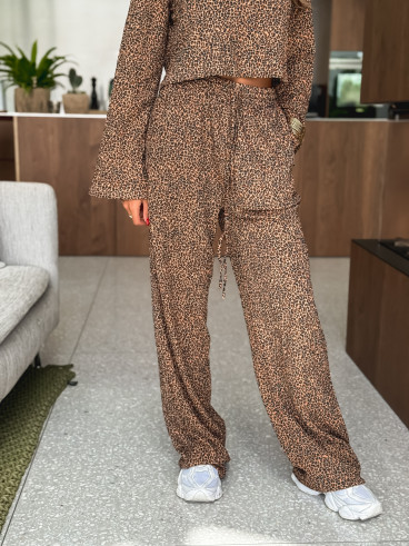 Pantalon léopard Salomé - Camel/Noir