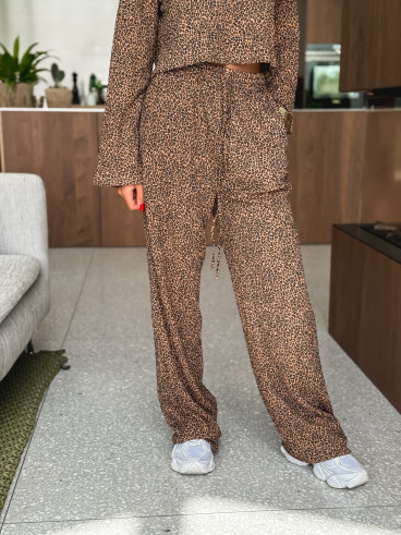 Pantalon léopard Salomé - Camel/Noir
