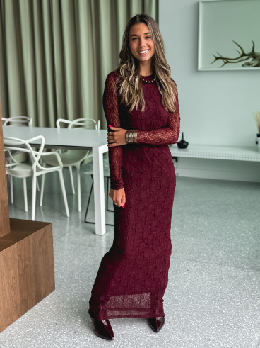 Robe longue Néréa - Bordeaux