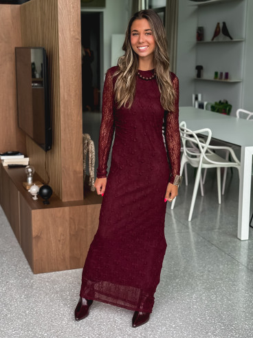 Robe longue Néréa - Bordeaux