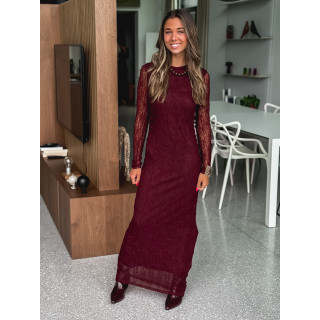 Robe longue Néréa - Bordeaux