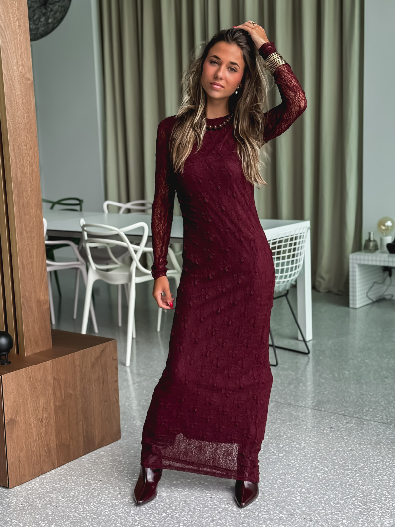 Robe longue Néréa - Bordeaux