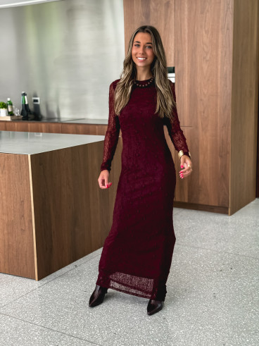 Robe longue Néréa - Bordeaux