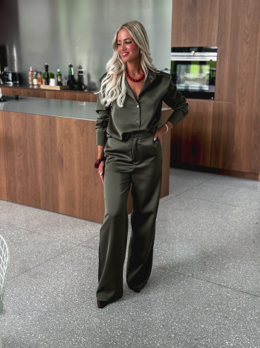 Pantalon satiné Nara - Kaki