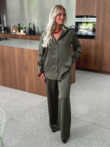 Chemise satinée Nara - Kaki