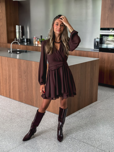 Robe courte Hélène - Chocolat