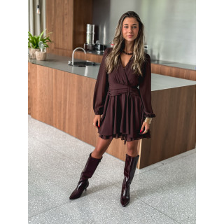 Robe courte Hélène - Chocolat