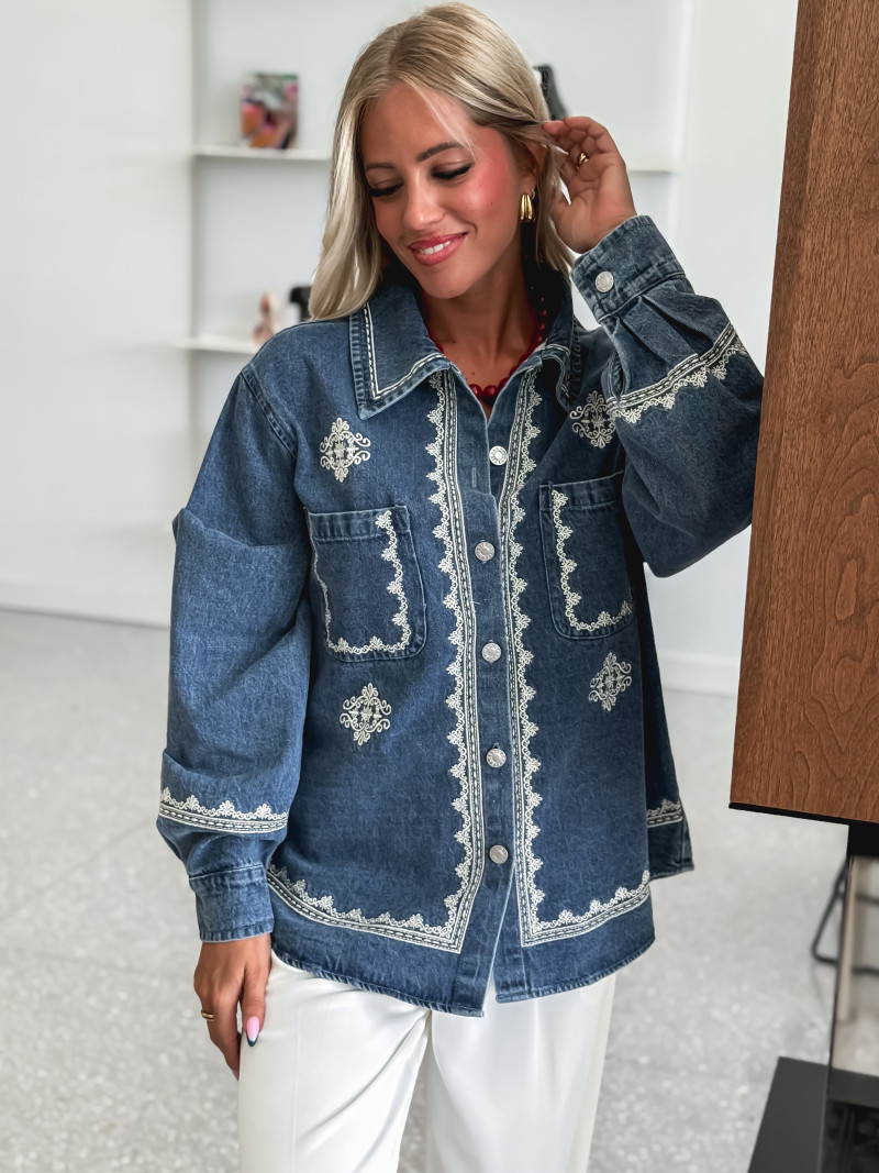 Chemise en jeans Charlaine - Bleu/Ecru