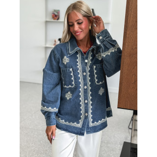 Chemise en jeans Charlaine - Bleu/Ecru