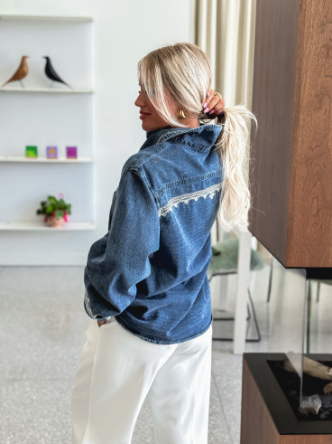 Chemise en jeans Charlaine - Bleu/Ecru