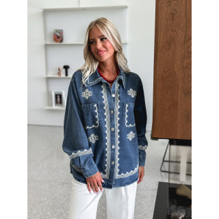Chemise en jeans Charlaine - Bleu/Ecru