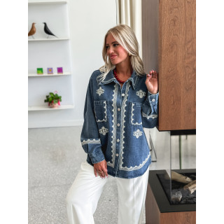 Chemise en jeans Charlaine - Bleu/Ecru