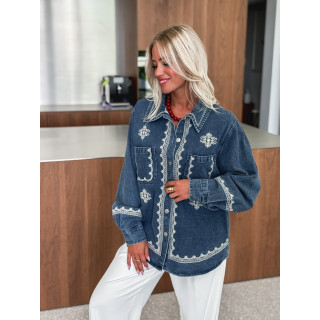 Chemise en jeans Charlaine - Bleu/Ecru