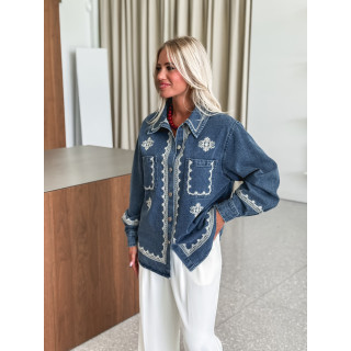Chemise en jeans Charlaine - Bleu/Ecru