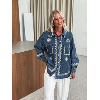 Chemise en jeans Charlaine - Bleu/Ecru