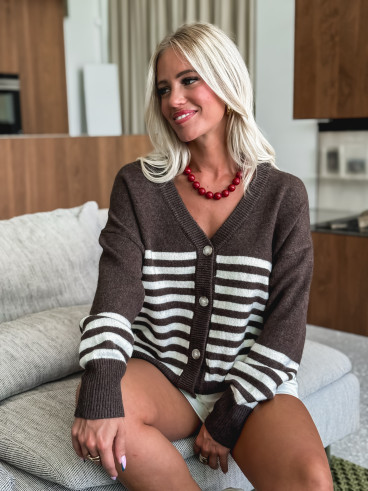 Gilet ligné Cristen - Chocolat/Ecru