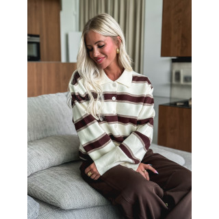 Pull ligné Solenn - Crème/Chocolat