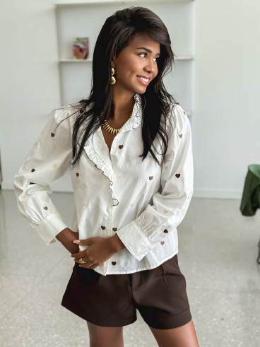 Chemise Hadria à coeur - Ecru