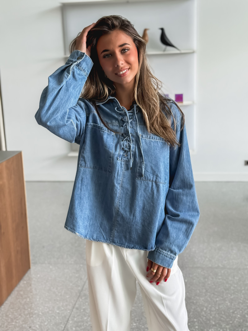 Blouse en jeans Nataëlle - Bleu