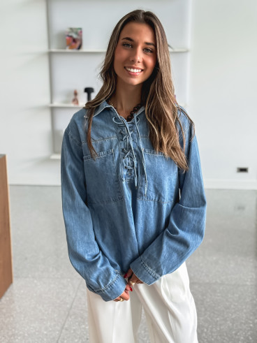 Blouse en jeans Nataëlle - Bleu