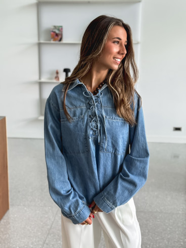 Blouse en jeans Nataëlle - Bleu