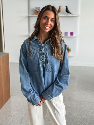 Blouse en jeans Nataëlle - Bleu
