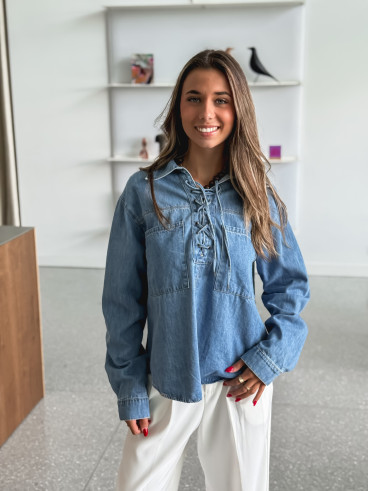 Blouse en jeans Nataëlle - Bleu