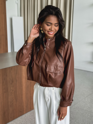 Veste en simili Nashville - Marron