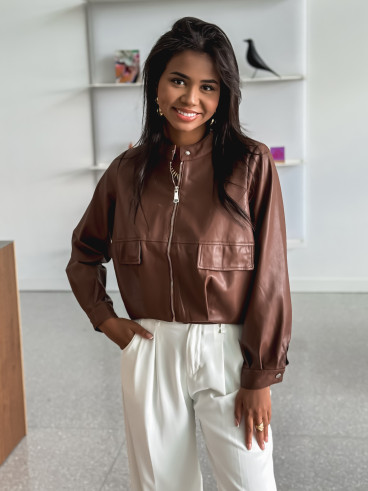 Veste en simili Nashville - Marron
