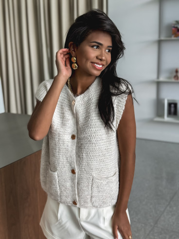 Gilet sans manches Munich - Beige chiné
