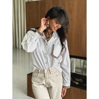Chemise lignée Marieme - Beige