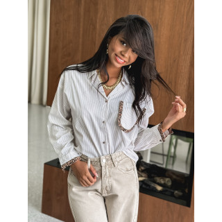 Chemise lignée Marieme - Beige