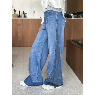 Jeans patchwork Aleandra - Bleu