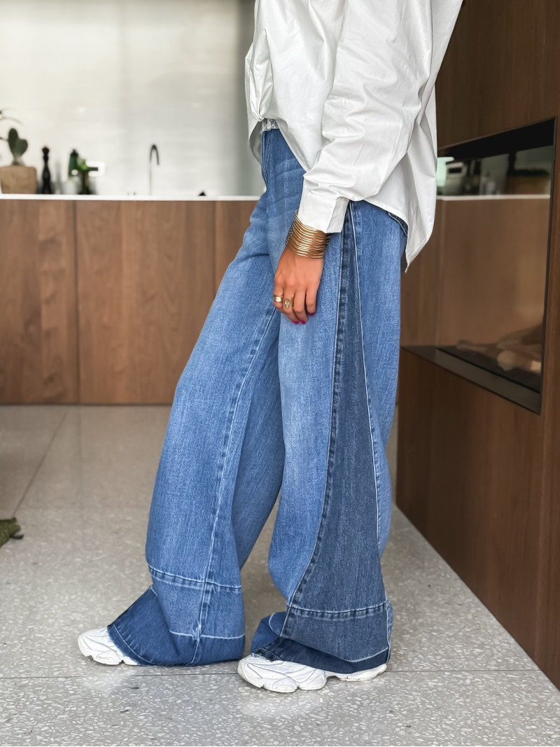 Jeans patchwork Aleandra - Bleu