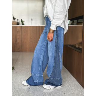 Jeans patchwork Aleandra - Bleu